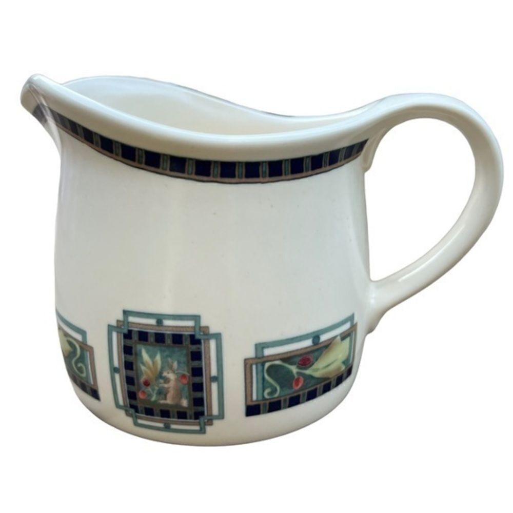 Pfaltzgraff Portfolio Forest Creamer 12 Oz Ivory Stoneware Nature Panels.